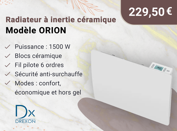 DX 745115 - Radiateur à inertie céramique ORION 1500W 74.3 x 10.8 x 45.5 cm -blanc